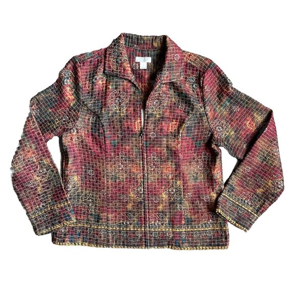 2/$18 SALE! Christopher Banks Quilted‎ Jacket Womens L Y2K Bohemian Oversized - Picture 1 of 9